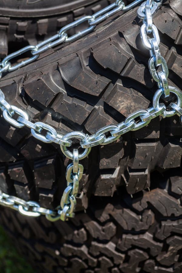 Car tire chains stock image. Image of weather, rubber 72528311