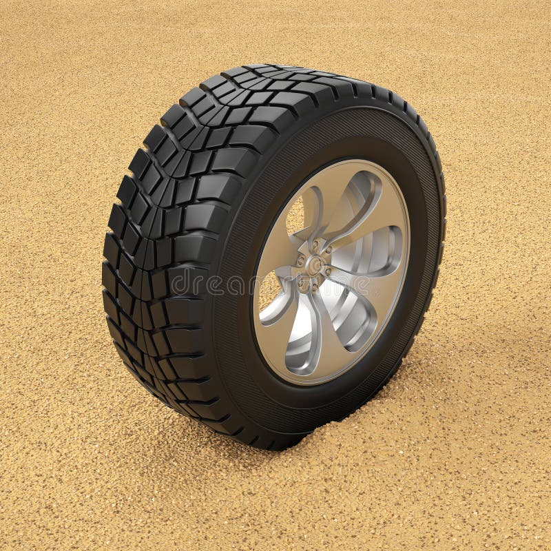 Car Tire in the Sand. Winter Tires Stock Illustration Illustration of