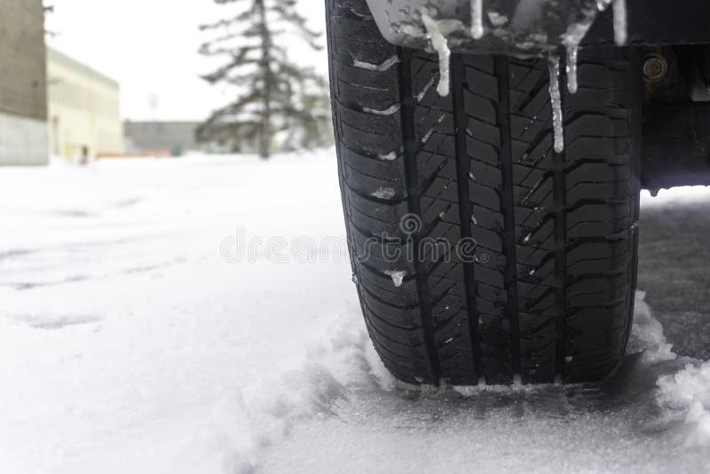 Car Tire in Snow Outdoors in Winter Stock Image Image of transport