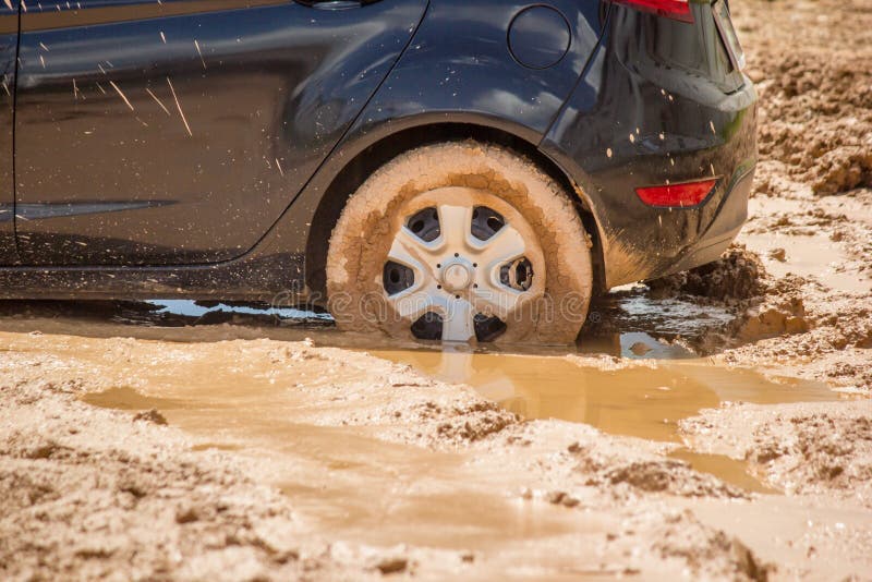 Car Tire Stuck in the Mud Background Stock Image Image of repair