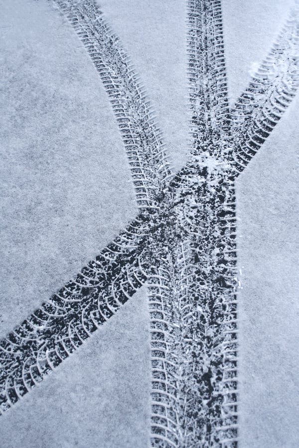 Car tire tracks in snow stock photo. Image of texture 12178668