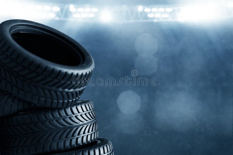 Car tires on race tracks stock image. Image of street 191786935