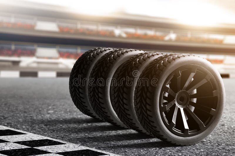 Car tires on race tracks stock image. Image of street 191786935