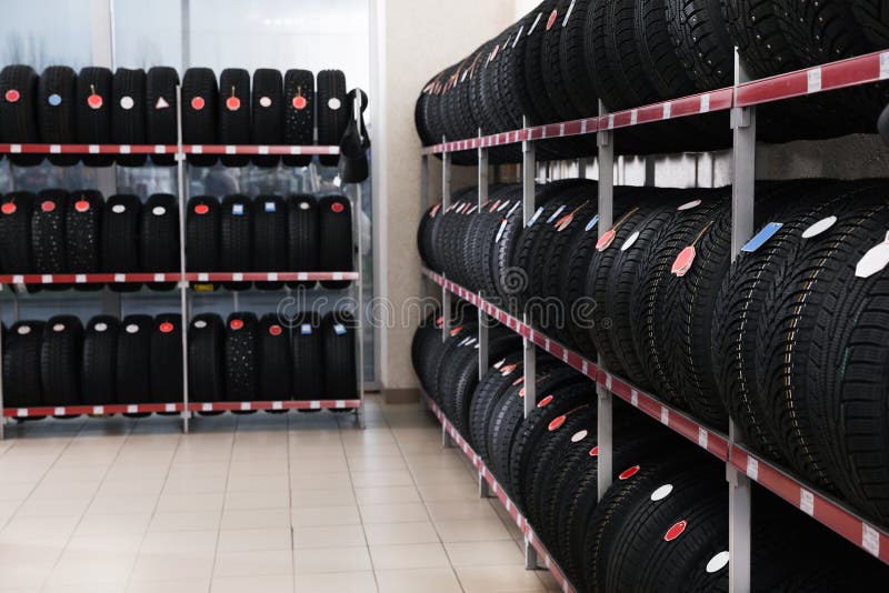 Car Tires on Rack in Auto Store Stock Image Image of garage, auto
