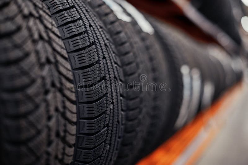 Car Tires on a Rack in a Car Store Stock Photo Image of round, wheel