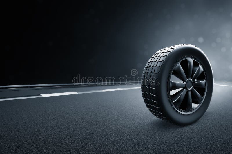 Car Tires on the Street 3d Illustrations Stock Illustration