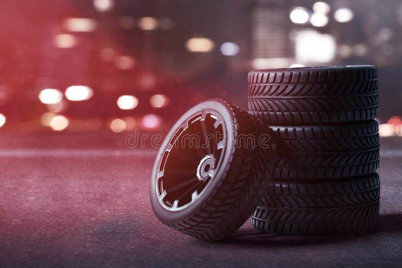 Car tires on the streets stock photo. Image of fast 192413062