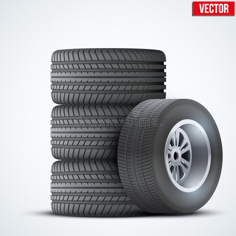 Car Tires and Wheel at Warehouse Stock Vector Illustration of