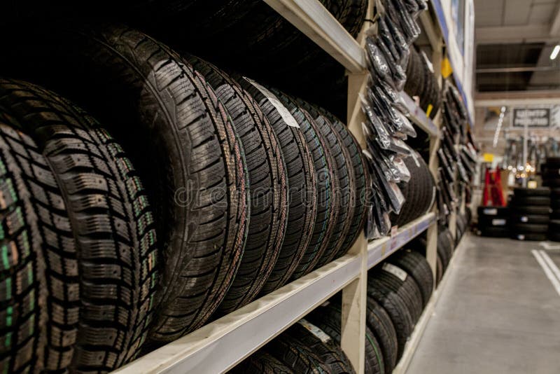 Car Tires and Wheels at Warehouse in Tire Store Stock Image Image of background, automotive