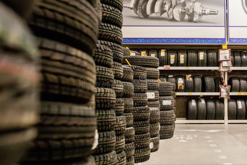 Car Tires at Warehouse, Car Tires at Warehouse. Stock Photo Image of