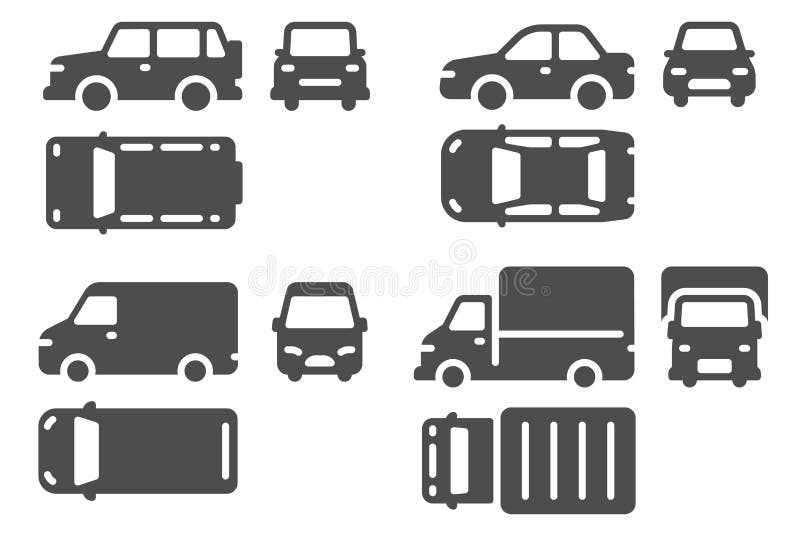Stacked travelling cars frontal view icon