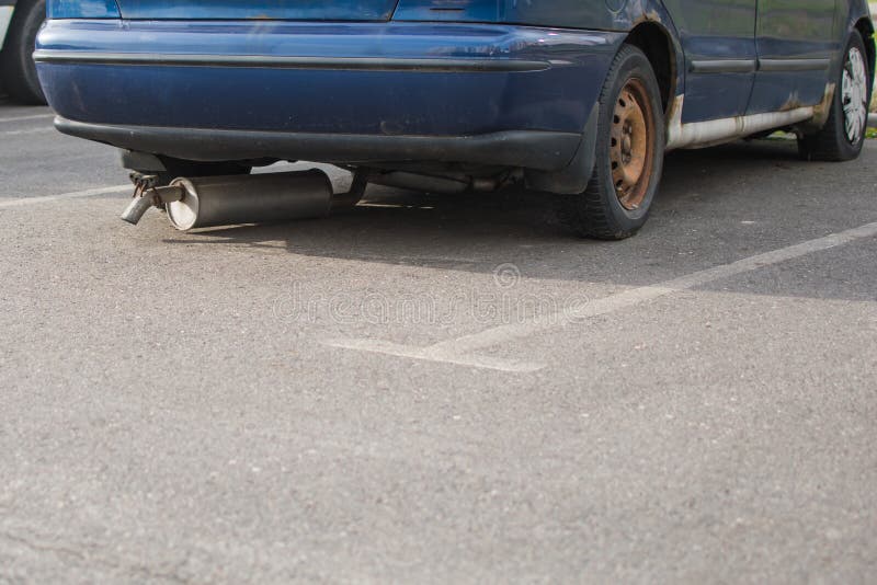 Car with a Torn Exhaust Pipe Stock Photo Image of spare, stack 201269086