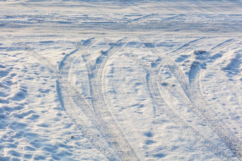 Car tracks in the snow stock photo. Image of snow, track 208380912