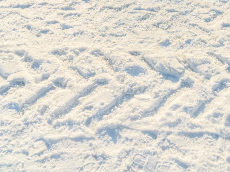 Car Tracks in White Snow stock photo. Image of snow, traction 84337790
