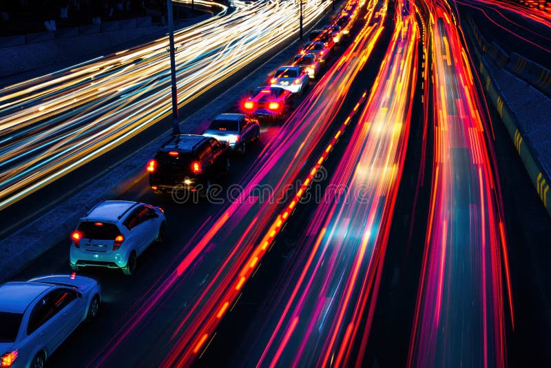 Car Traffic Light at Night City. Stock Photo Image of headlight, morning 271990654