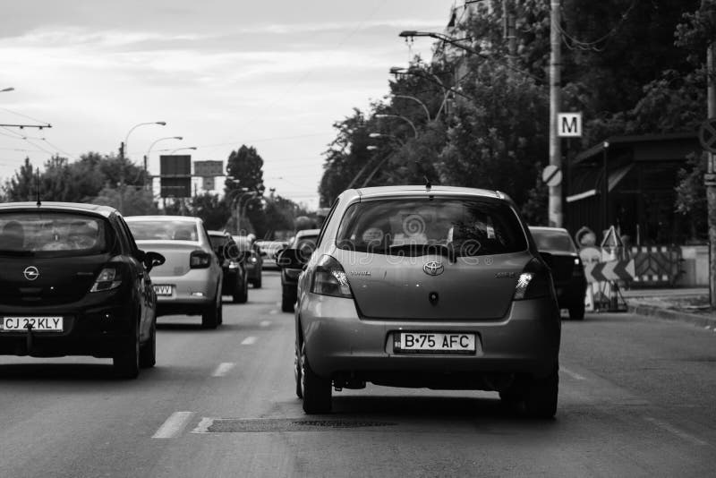 Car Traffic, Pollution, Traffic Jam in Bucharest, Romania, 2022