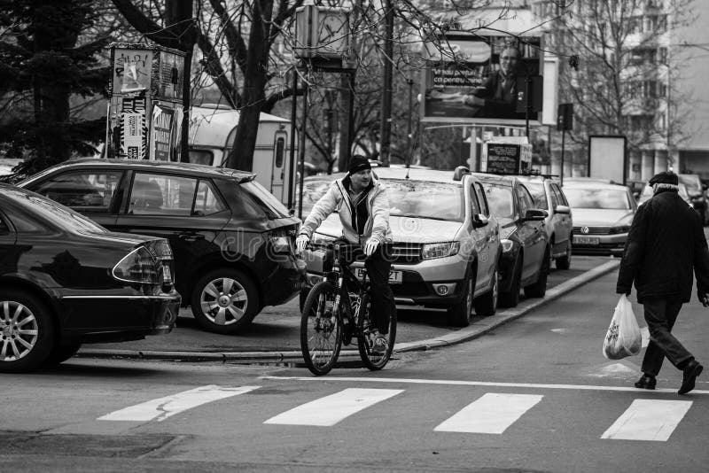 Car Traffic, Pollution, Traffic Jam in Bucharest, Romania, 2022