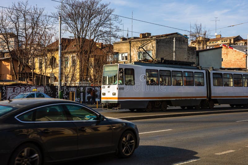 Bucharest tram editorial stock photo. Image of transportation 26267468