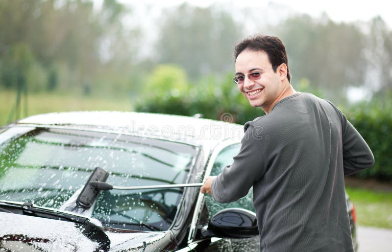 Tom washes his car