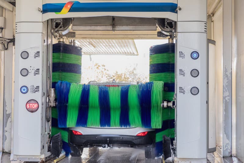 Automatic Car Wash in Action, Car Wash Stock Image Image of