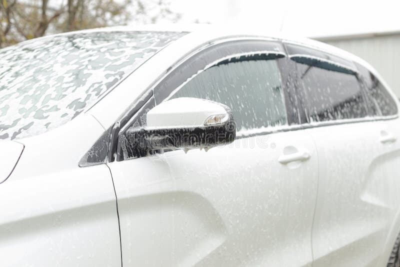 Car Wash. Cleaning Agent. Maintenance and Cleanliness of the Car Stock