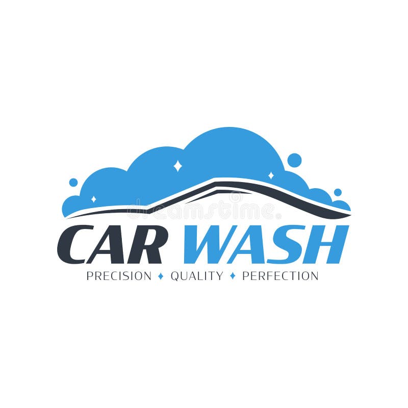 Car Wash Logo. Cleaning Car, Washing and Service. Vector Logo with Auto