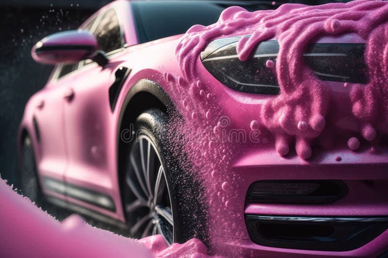 Car Wash with Pink Foam. AI Generated Stock Illustration - Illustration of  dirt, manual: 273265289