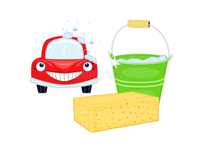 Cartoon Car Washing Water Pipe Sponge : image vectorielle de stock (libre  de droits) 163525481