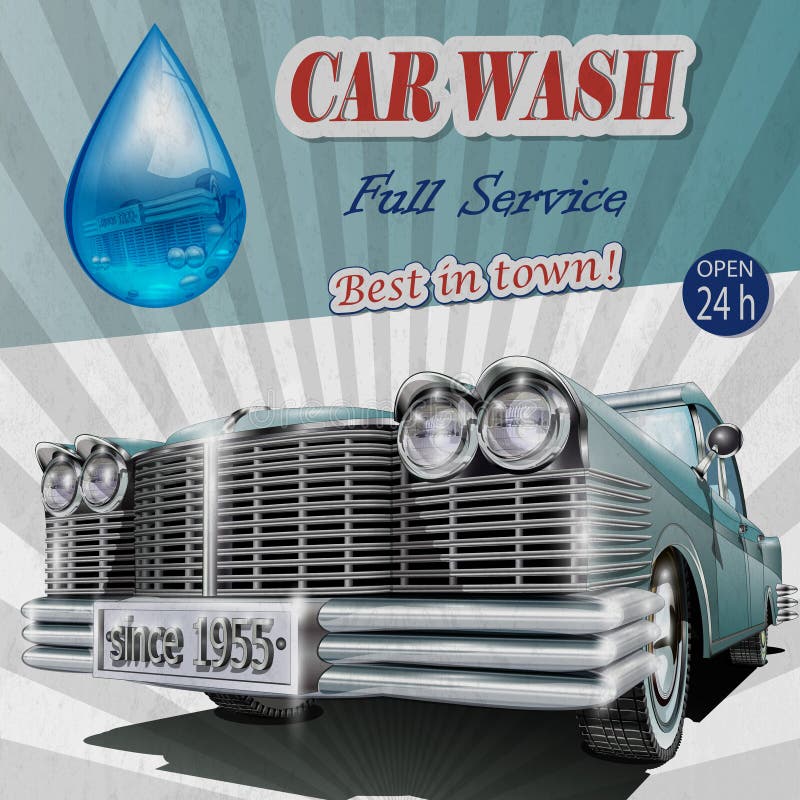 Car wash retro poster royalty free illustration Car wash retro poster royalty free illustration