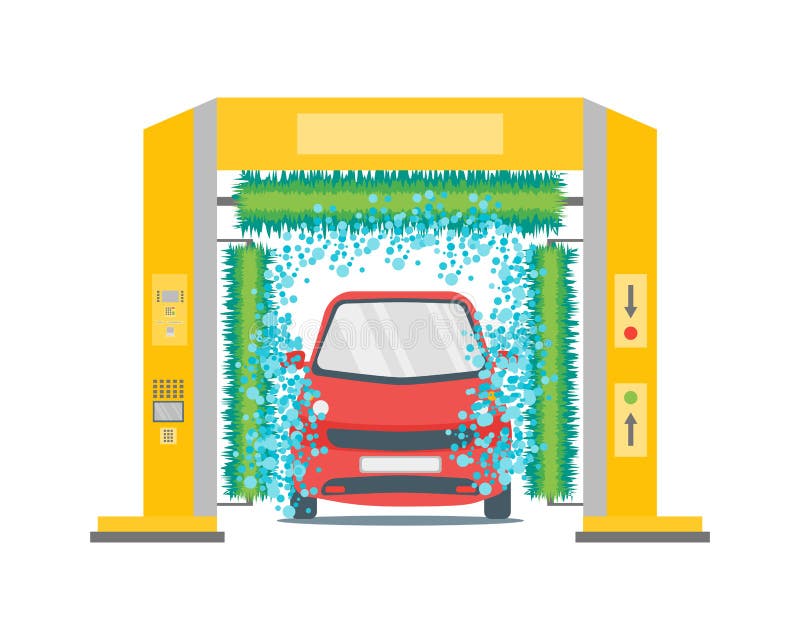 Car Wash Service Station. Vector Stock Vector Illustration of design