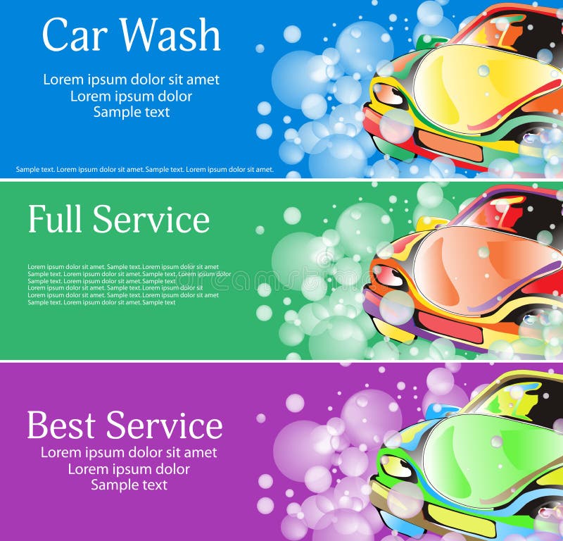Car Wash. A Set Of Banners For Your Design. Vector Stock Vector