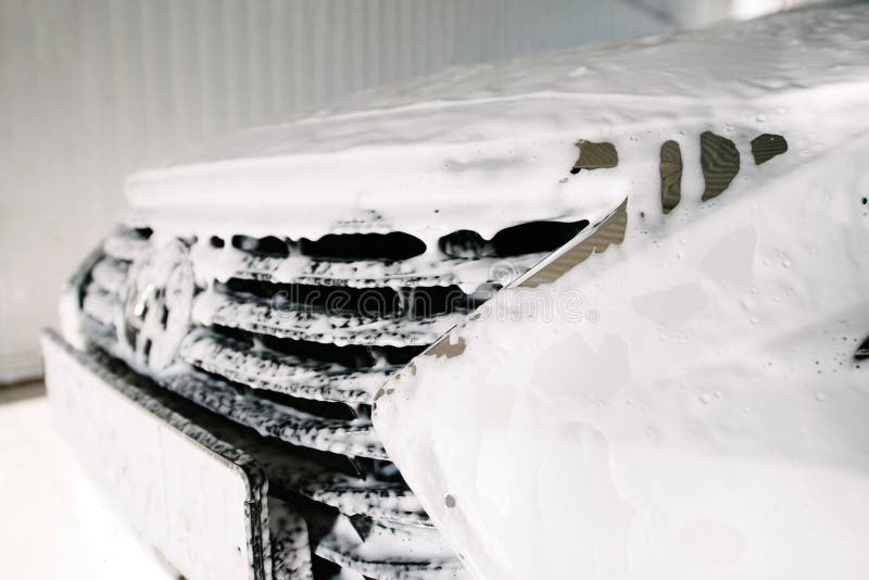 Car Wash with Soap.Car Getting a Wash with Soap, Car Washing Stock