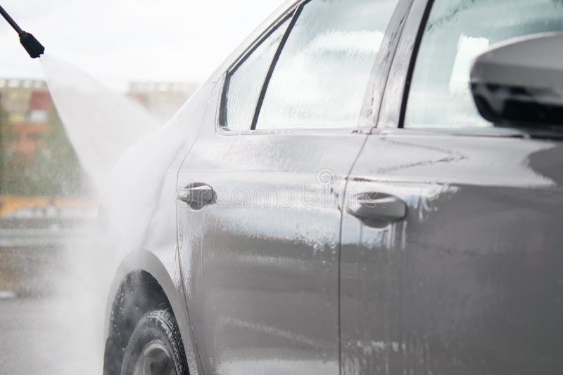 Car Wash, Under a Strong Jet, High Pressure Stock Image Image of auto