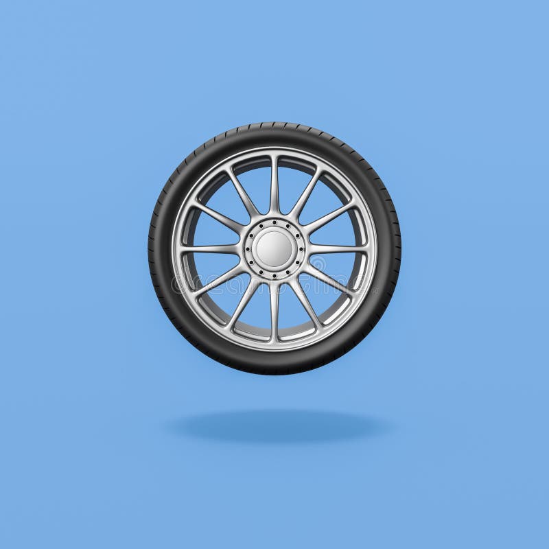 Car Wheel on Blue Background Stock Illustration Illustration of