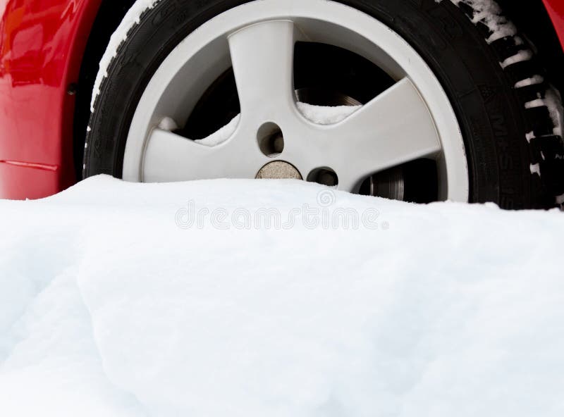 Car Wheel Bogged Down in Snow Stock Photo Image of drive, tire 23190602