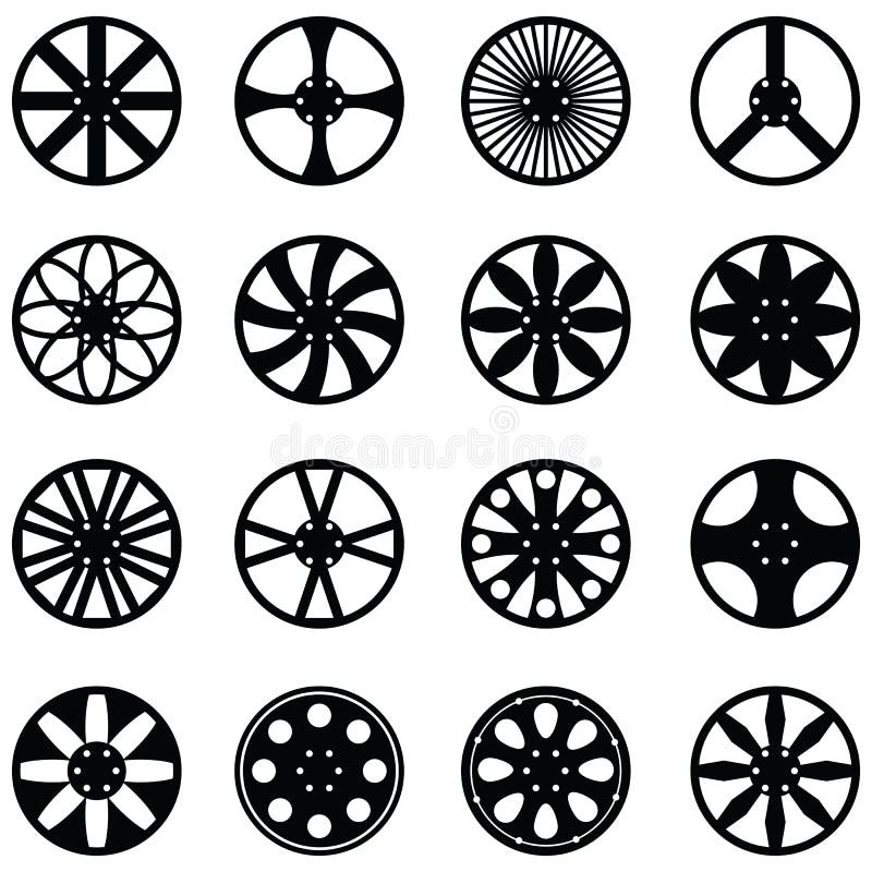 Car wheel icon set stock vector. Illustration of white 102201092