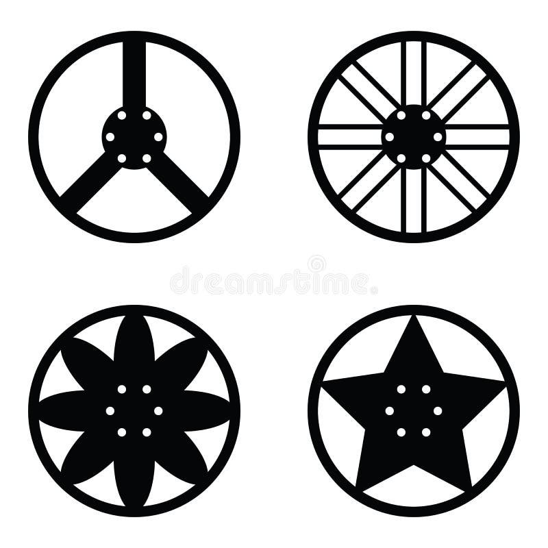 Car wheel icon set stock vector. Illustration of auto - 102201335