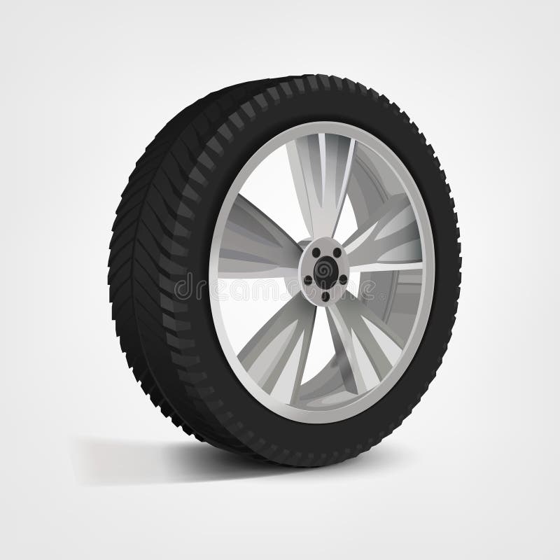 Car Wheel Image. Car wheel in three-quarters. Beautiful realistic illustration isolated on a white background vector illustration Car Wheel Image. Car wheel in three-quarters. Beautiful realistic illustration isolated on a white background vector illustration