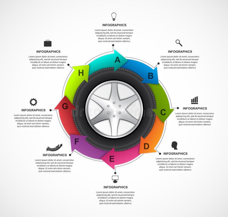 Car Wheel Infographic Design Template. royalty free illustration Car Wheel Infographic Design Template. royalty free illustration