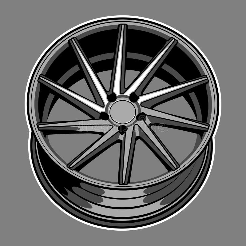 Car Wheel Line Art Vector Illustration Stock Vector Illustration Of