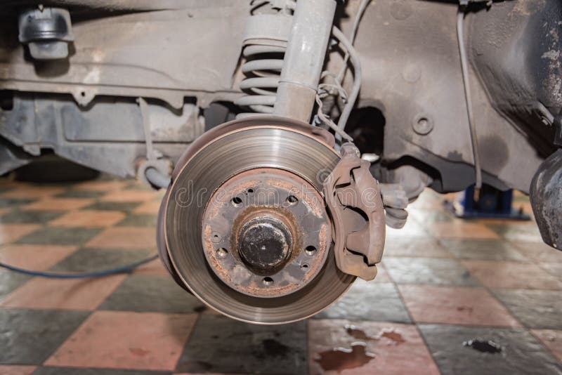 Car Wheel Repair, Brake Repair, Car Wheel and Brake Repair Stock Photo