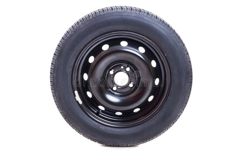 Car Wheel with Rim and Tire Isolated on White Stock Image Image of