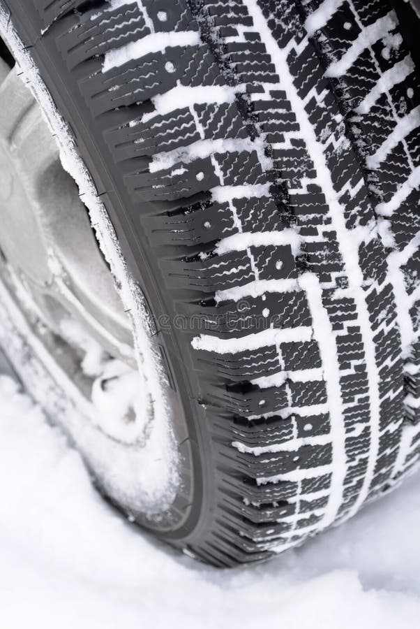 Car wheel in snow