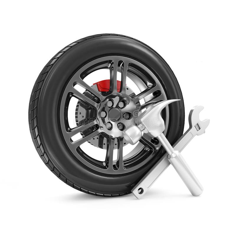 Car Wheel and Tools royalty free illustration Car Wheel and Tools royalty free illustration