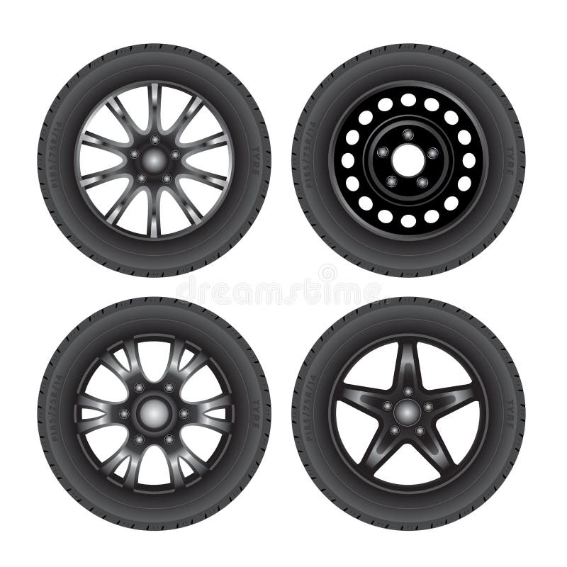 Vector car wheels set stock vector. Illustration of transport 5796815