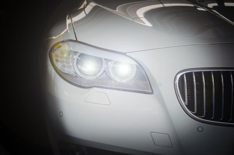 Car white headlight stock photo. Image of luxury, detail 122872680