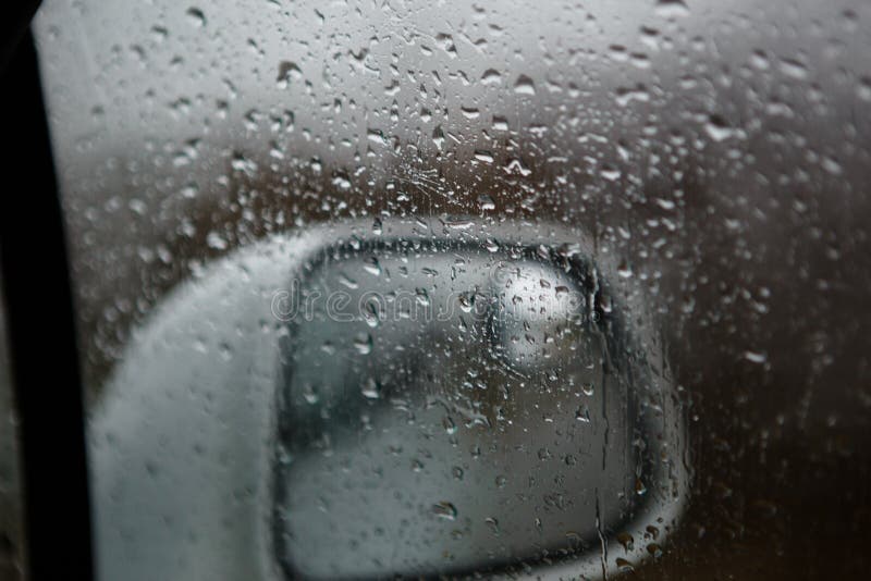 The Car Window is Wet with Raindrops. Stock Photo Image of raindrops