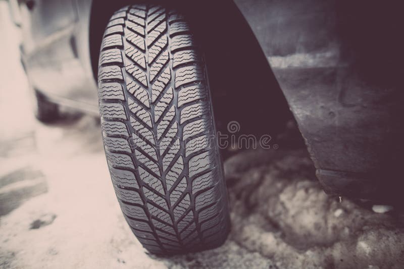 Car winter tire stock photo. Image of rubber, cold, transportation