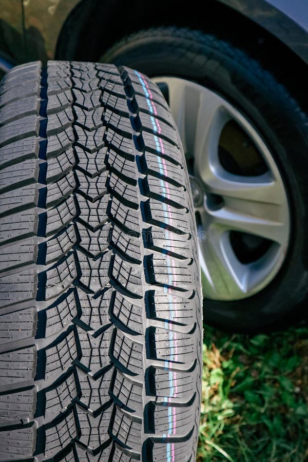 Car Winter Tire Texture Plan. Tread Pattern. Rubber Wheels for Winter