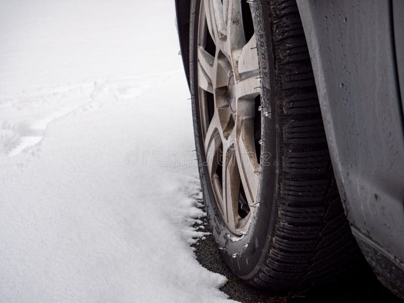 Car with Winter Tires and Snow Stock Image Image of shovel, caretaker
